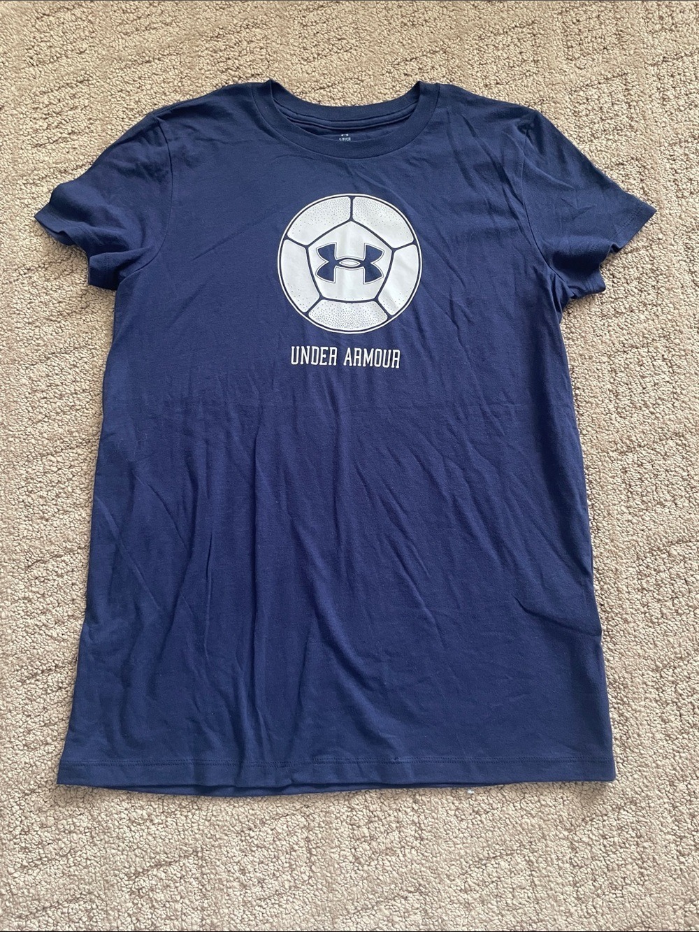 Under Armour Navy Tee with White Soccer Logo
